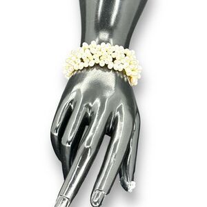 Layered Genuine Pearl Stretchy Bracelet Rice Pearl